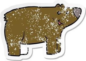 distressed sticker of a cartoon bear vector