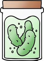 gradient cartoon doodle jar of pickled gherkins vector