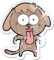 distressed sticker of a cute cartoon dog vector