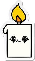 sticker of a cute cartoon lit candle vector