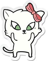 sticker of a cartoon cat vector