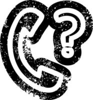 telephone handset with question mark distressed icon vector