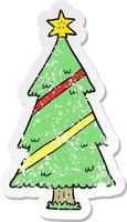 distressed sticker of a cartoon christmas tree vector