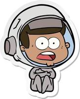 sticker of a cartoon surprised astronaut vector