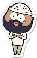 sticker of a cartoon bearded man vector