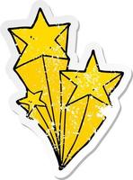 distressed sticker of a cartoon shooting stars vector