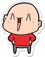 sticker of a happy cartoon bald man vector