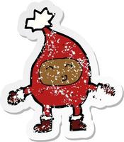 retro distressed sticker of a cartoon funny christmas character vector