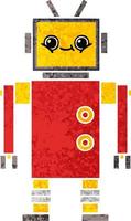 retro illustration style cartoon robot vector