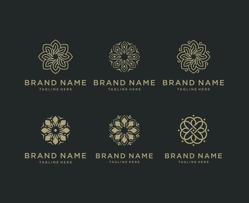 Set of luxury flower logo vector design template