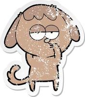 distressed sticker of a cartoon tired dog vector