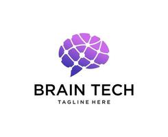 plantilla de logotipo de tecnología cerebral, icono de vector de logotipo de conexión cerebral