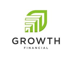 Business Financial logo template. leaf and growth graph vector design