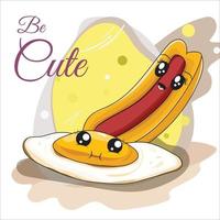 cute fast food cartoon illustration vector