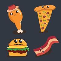 cute fast food cartoon illustration vector