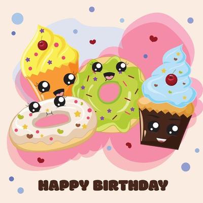 cute sweet dessert cartoon background