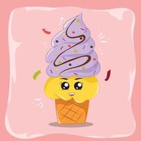 cute ice cream cartoon background vector