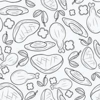seamless pattern fast food outlined vector