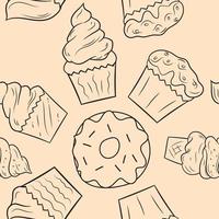 outline bakery seamless pattern vector