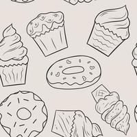 outline bakery seamless pattern vector