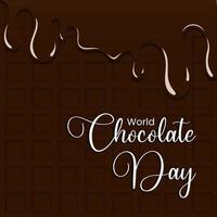 world chocolate day with melted and chocolate bar illustration vector
