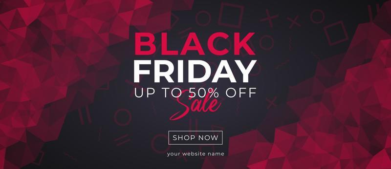 Black Friday Poster or banner with geometric triangle shape concept.