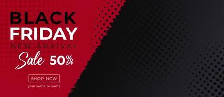 Black Friday sale poster or banner with black and red background vector