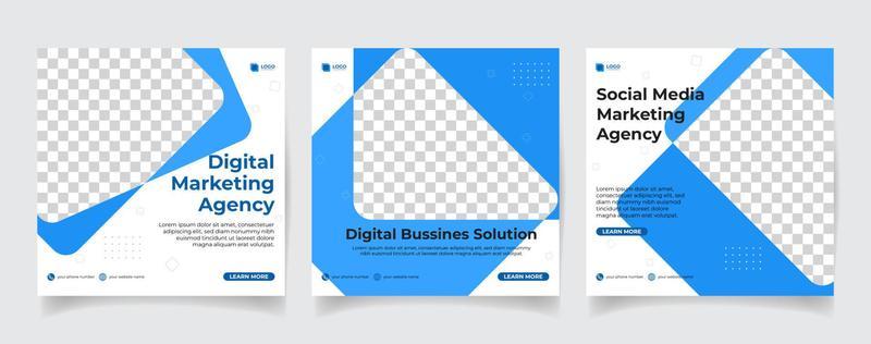 simple digital business marketing poster for social media post template, blue and white color