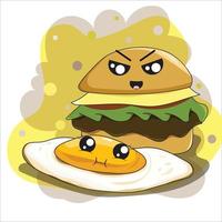 cute fast food cartoon illustration vector