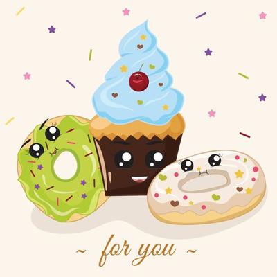 cute sweet dessert cartoon background