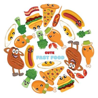 cute fast food cartoon background