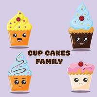 cute sweet dessert cartoon background vector