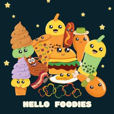 cute fast food cartoon background