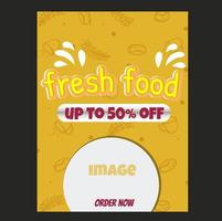 FLYER DESIGN FOR HEALTHY FOOD WITH YELLOW BACKGROUND vector