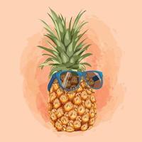Summer fruits for healthy lifestyle. Pineapple fruit. Vector illustration cartoon.