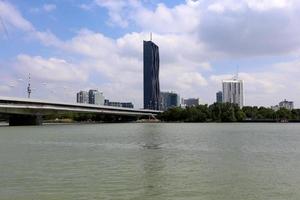 Full-flowing Danube in the Austrian capital Vienna photo