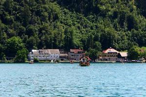 Beautiful shores of Lake Bled in Slovenia photo