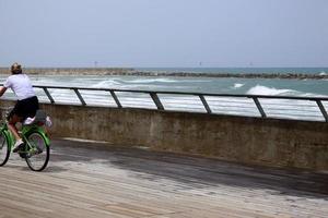 Fence in a city park on the Mediterranean Sea in Israel photo