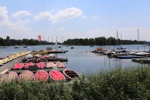 Full-flowing Danube in the Austrian capital Vienna photo