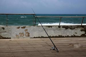 Fence in a city park on the Mediterranean Sea in Israel photo