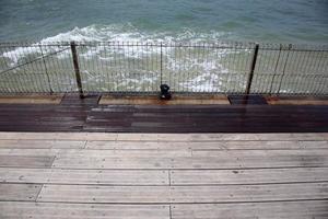 Fence in a city park on the Mediterranean Sea in Israel photo