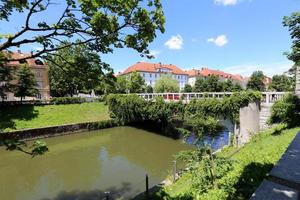 The Ljubljanica River flows through the capital of Slovenia, the city of Ljubljana. photo