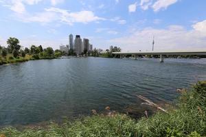 Full-flowing Danube in the Austrian capital Vienna photo