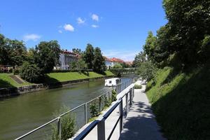 The Ljubljanica River flows through the capital of Slovenia, the city of Ljubljana. photo