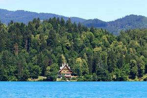 Beautiful shores of Lake Bled in Slovenia photo