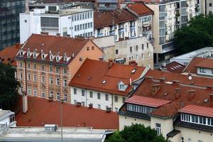 Tiled roofs of the city of Ljubljana the capital of Slovenia. photo