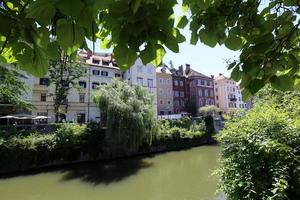 The Ljubljanica River flows through the capital of Slovenia, the city of Ljubljana. photo
