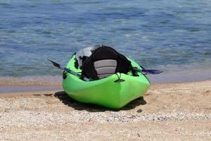 Boat on the Mediterranean coast in northern Israel photo