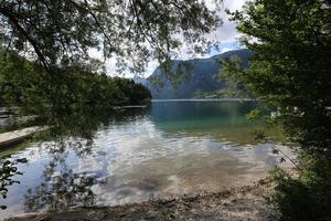 Blue lake among the Alps in Slovenia photo