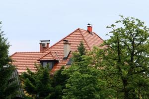 Tiled roofs of the city of Ljubljana the capital of Slovenia. photo